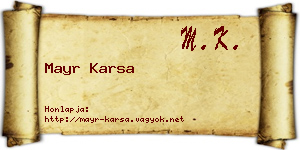 Mayr Karsa névjegykártya